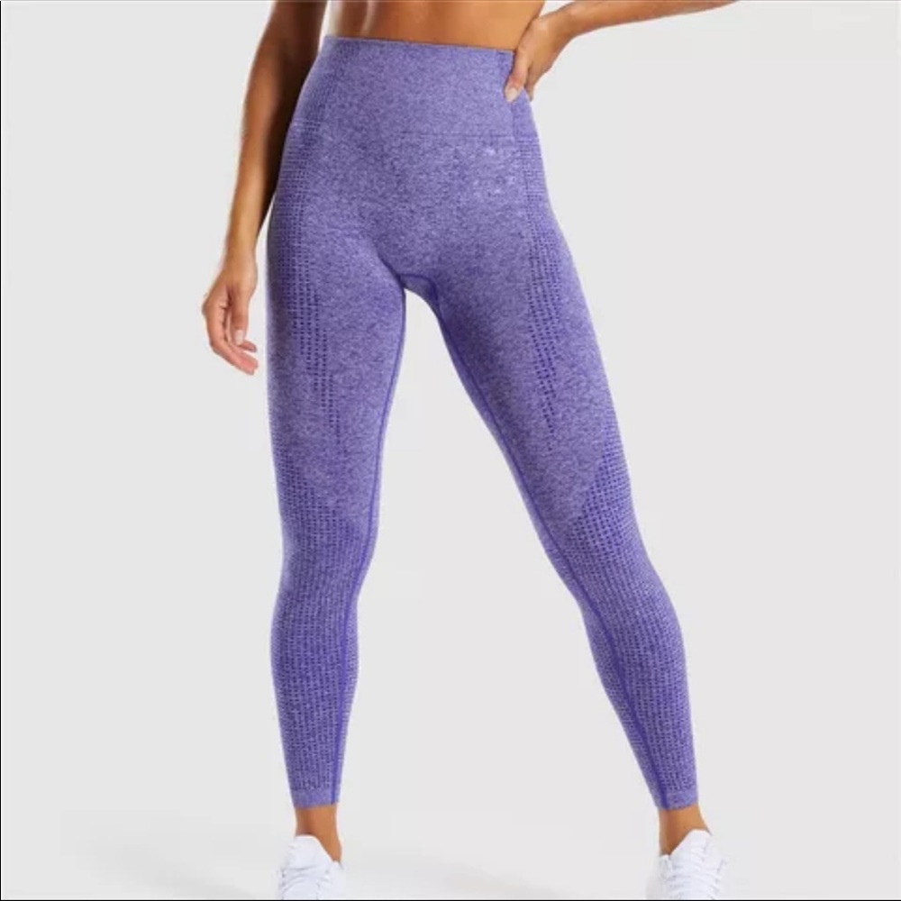 Purple High Waist Control Fitness Leggings - Picture 3 of 6